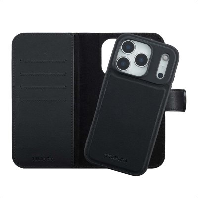 SELENCIA  &Eacute;tui portefeuille amovible Olyn avec MagSafe Apple iPhone 17 Pro - Noir