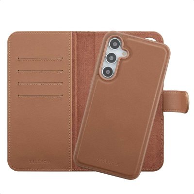 SELENCIA  &Eacute;tui portefeuille amovible Olyn avec MagSafe Samsung Galaxy A35 / A55 - Marron