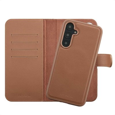SELENCIA  &Eacute;tui portefeuille amovible Olyn avec MagSafe Samsung Galaxy A55 - Marron