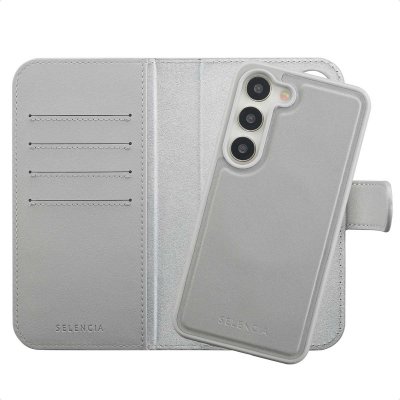 SELENCIA  &Eacute;tui portefeuille amovible Olyn avec MagSafe Samsung Galaxy S23 - Gris