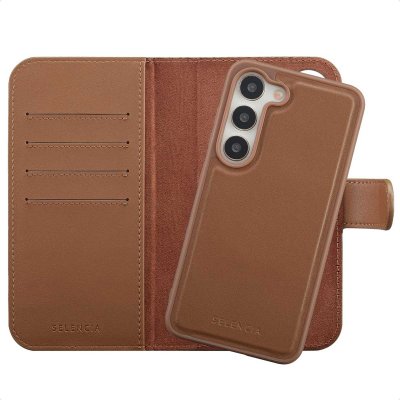 SELENCIA  &Eacute;tui portefeuille amovible Olyn avec MagSafe Samsung Galaxy S23 - Marron