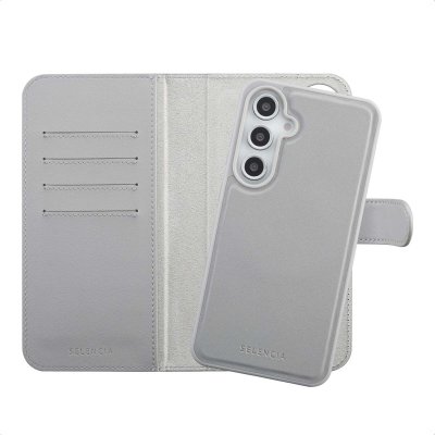 SELENCIA  &Eacute;tui portefeuille amovible Olyn avec MagSafe Samsung Galaxy S24 FE - Gris