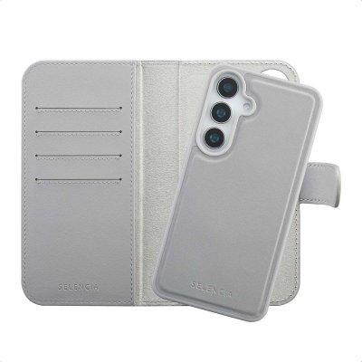 SELENCIA  &Eacute;tui portefeuille amovible Olyn avec MagSafe Samsung Galaxy S24 / S25 - Gris