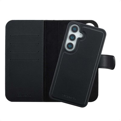 SELENCIA  &Eacute;tui portefeuille amovible Olyn avec MagSafe Samsung Galaxy S24 / S25 - Noir