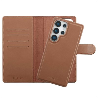 SELENCIA  &Eacute;tui portefeuille amovible Olyn avec MagSafe Samsung Galaxy S25 Ultra - Marron