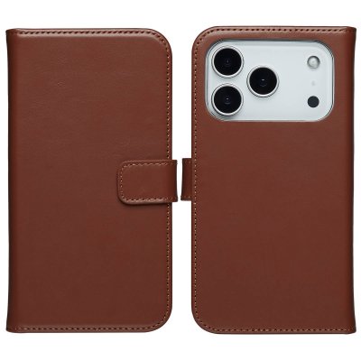 SELENCIA  &Eacute;tui portefeuille en cuir v&eacute;ritable Apple iPhone 17 Pro Max - Lichtbruin