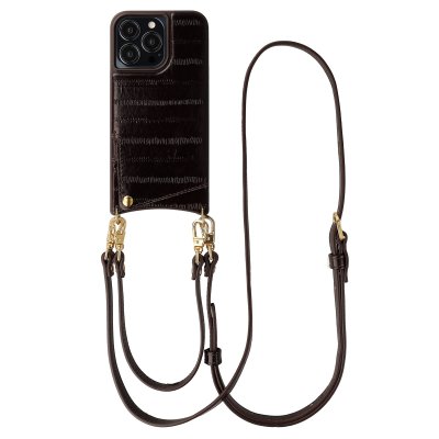 SELENCIA  Nova coque arri&egrave;re en cuir v&eacute;ritable avec porte-cartes Apple iPhone 13 Pro - Dark Chocolate