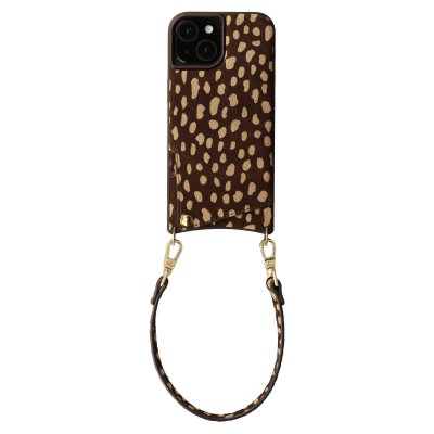 SELENCIA  Nova coque arri&egrave;re en cuir v&eacute;ritable avec porte-cartes Apple iPhone 15 - Fawn Chic