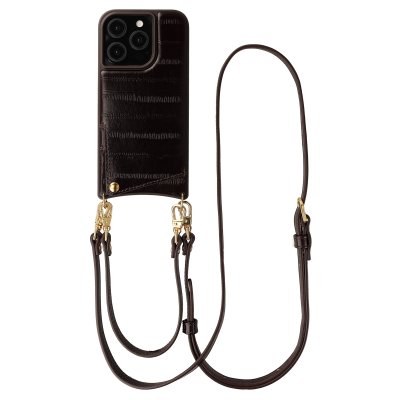 SELENCIA  Nova coque arri&egrave;re en cuir v&eacute;ritable avec porte-cartes Apple iPhone 15 Pro - Dark Chocolate