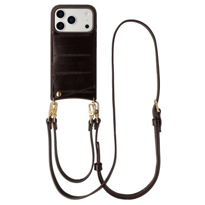 SELENCIA  Nova coque arri&egrave;re en cuir v&eacute;ritable avec porte-cartes Apple iPhone 17 Pro - Dark Chocolate