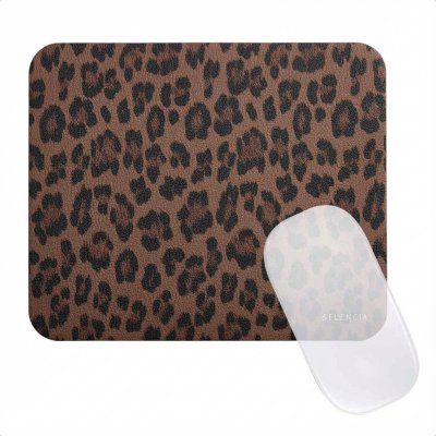 SELENCIA  Sabi Tapis de Souris en Similicuir imprim&eacute; panth&egrave;re - 20 x 24 cm - Mocha Brown