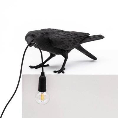SELETTI  Bird Lamp Playing lampe de table corbeau noir