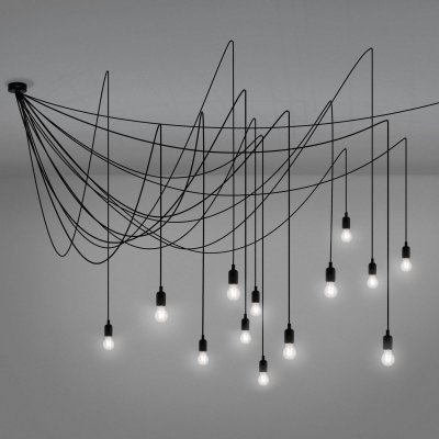 SELETTI  Suspension LED Maman noire 14 lampes transparente