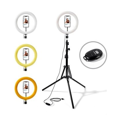 WI LIGHT Selfie sur pied Wi-Light avec anneau lumineux r&eacute;glable pour smartphone