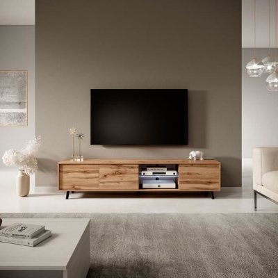SELSEY  Galhad - Meuble TV/Banc TV (ch&ecirc;ne wotan, 175 cm, &eacute;clairage LED)