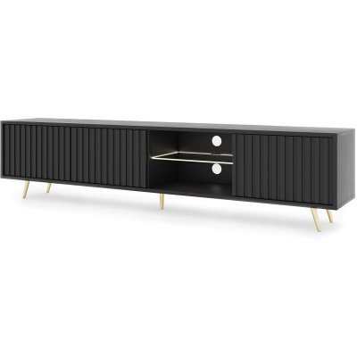 SELSEY  Meuble TV Bas, M&eacute;lamine, Noir, 175 cm