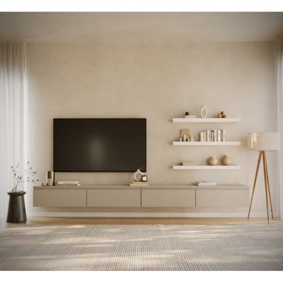 SELSEY  - Meuble Tv Bemmi - 300 Cm - Gris Cachemire