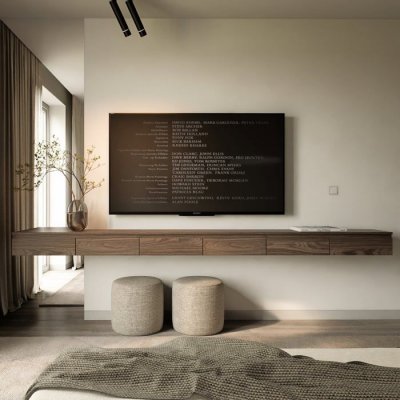 SELSEY  - Meuble Tv Bemmi Slim - 300 Cm - Aspect Bois Noyer Wisconsin
