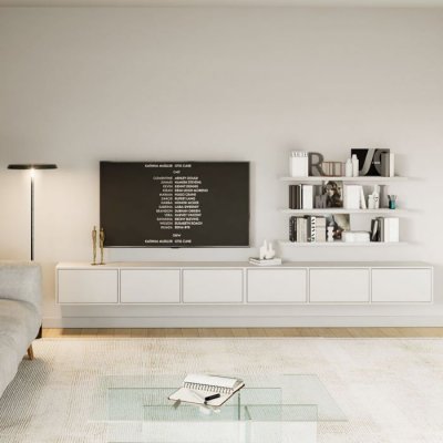 SELSEY  - Meuble Tv Framme - 300 Cm - Blanc