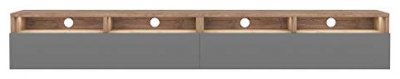 SELSEY  Meuble TV - REDNAW - 200 cm - ch&ecirc;ne wotan / gris brillant - avec LED