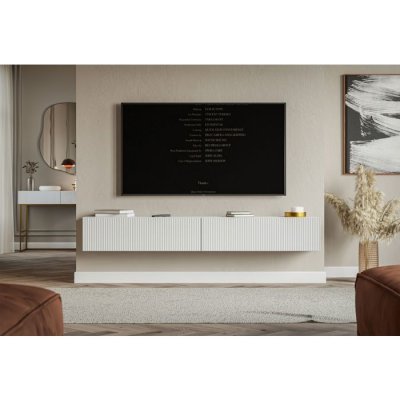 SELSEY  - Meuble Tv Veldio - 200 Cm - Blanc