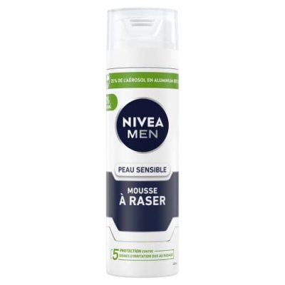 NIVEA Sensitive, mousse rasage, parfum neutre, soulage et prot&egrave;ge