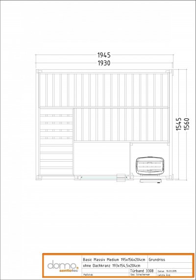 SENTIOTEC  - Cabine de Sauna basic medium 3 places de 195x156 cm