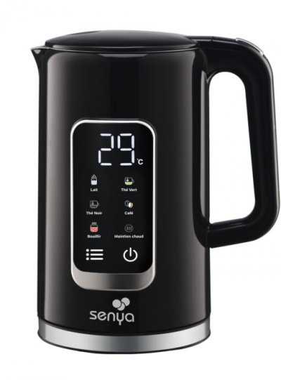 SENYA  Bouilloire &eacute;lectrique programmable double paroi noire avec 5 menus automatiques SYBF-K043N 