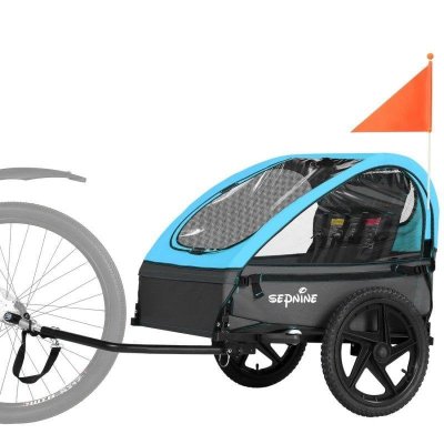 GENERIQUE Sepnine BT609 Remorque V&eacute;lo Enfants - 2 Kids, Pliable, Etanche - Bleu