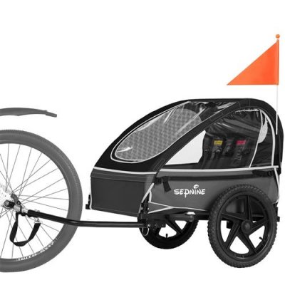 GENERIQUE Sepnine BT609 Remorque V&eacute;lo Enfants - 2 Kids, Pliable, Etanche - Noir
