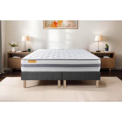 SEPTNUITS  - Ensemble matelas et 2 sommiers Memo Spring gris - 2x80x200 cm
