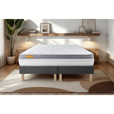 SEPTNUITS  - Ensemble matelas et 2 Sommiers Memo Zen gris - 2x80x200 cm