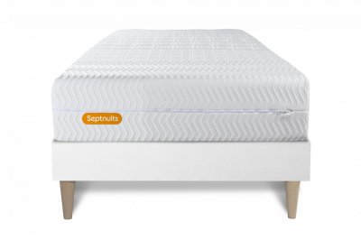 SEPTNUITS  - Ensemble matelas et sommier Memo Bio blanc - 90x200 cm