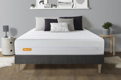SEPTNUITS  - Ensemble matelas et sommier Memo Bio gris fonc&eacute; - 140x190 cm