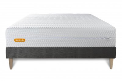 SEPTNUITS  - Ensemble matelas et sommier Memo Bio gris fonc&eacute; - 140x200 cm