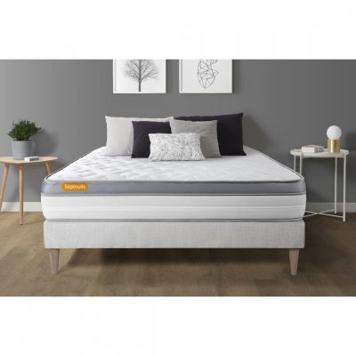 SEPTNUITS  Memo Zen - Matelas 90x200 cm + sommier - Blanc