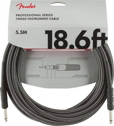 FENDER Serie Professionnelle - C&acirc;ble jack-jack droit - 5,5 m - tweed gris