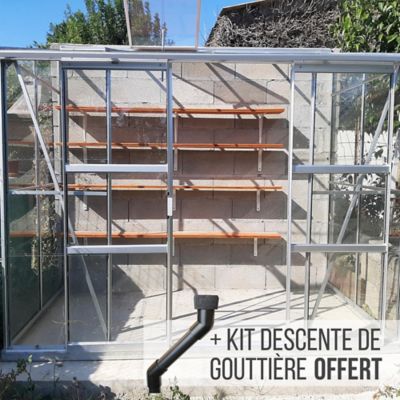 LAMS Serre adoss&eacute;e en verre tremp&eacute; Melissa alu 3.30 m&sup2; + embase - 
