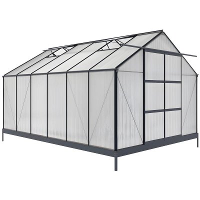 VENTE UNIQUE Serre de Jardin en polycarbonate de 13m&sup2; KALIDA avec embase - anthracite
