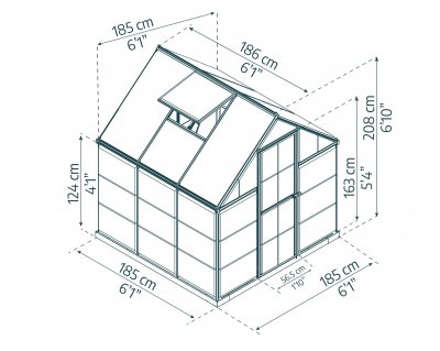 PALRAM Serre de jardin en polycarbonate Hybrid 3,44 m&sup2;  2m08 Vert