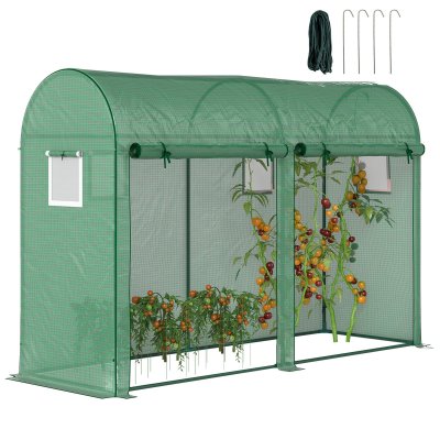 OUTSUNNY Serre de jardin serre &agrave; tomates acier PE haute densit&eacute; vert