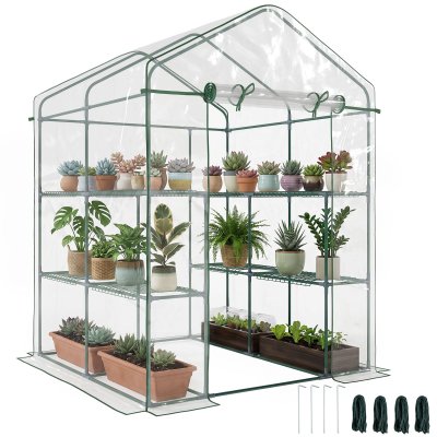 OUTSUNNY SERRE DE JARDIN TENTE B&Acirc;CHE PVC TRANSPARENT TUBE E