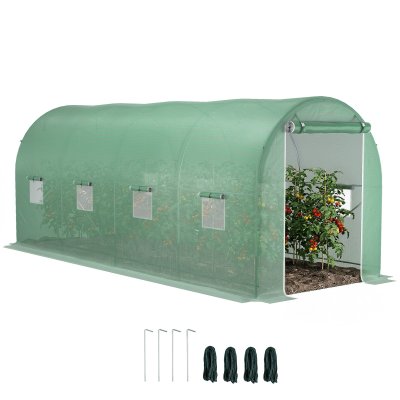 OUTSUNNY Serre de jardin tunnel grande taille verte