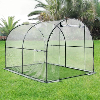 EN.CASA Serre de jardin tunnel Gr&uuml;nwald en acier et PVC 200 x 300 x 190 cm