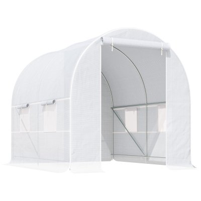 OUTSUNNY Serre de jardin tunnel surface sol 5 m&sup2; blanc