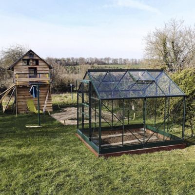 LAMS Serre en verre tremp&eacute; Allium vert 4,90 m&sup2; + embase - 