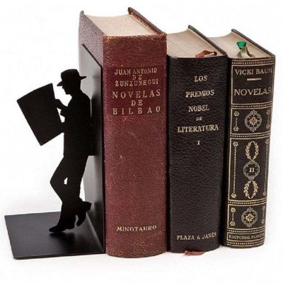 AC DECO Serre-livres en m&eacute;tal avec lecteur, emballage cadeau esth&eacute;tique