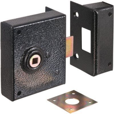  Serrure en applique noire &agrave; fouillot - Bec de cane - Axe &agrave; 45 mm - S&eacute;rie 526 DOM