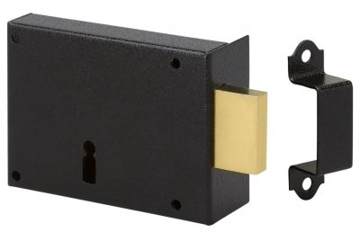 METALUX Serrure en applique noire droite Simple - Cl&eacute; L - Axe &agrave; 65 mm - S&eacute;rie 461 - DOM