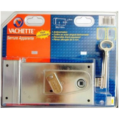 VACHETTE Serrure grille horizontale  - 2 cl&eacute;s - Droite